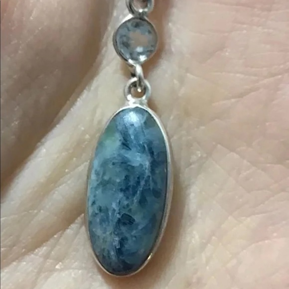 New Sterling Silver Mermaid Kyanite Short Necklace Pendant Topaz Accent Crystal - Picture 9 of 13